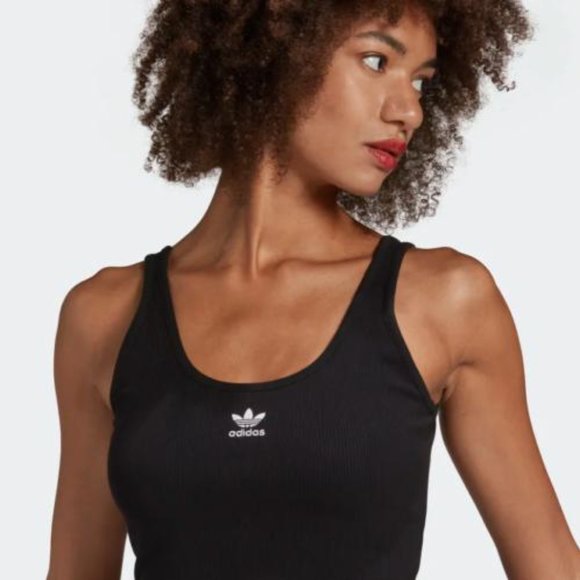 NEW Adidas Originals Adicolor Essentials Rib Tank Top HF3399 Black Womens Size L - Picture 1 of 6